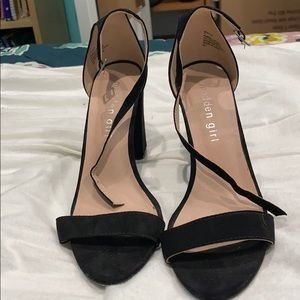 Black Suede Block Sandal Heels - size 7